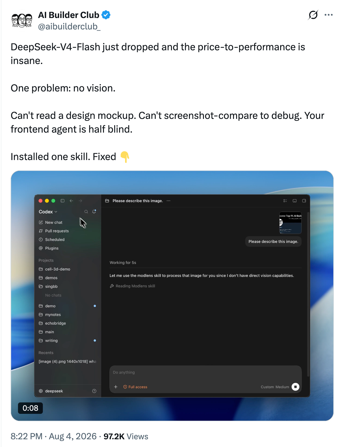 AI Builder Club 的帖子，9.7 万次浏览